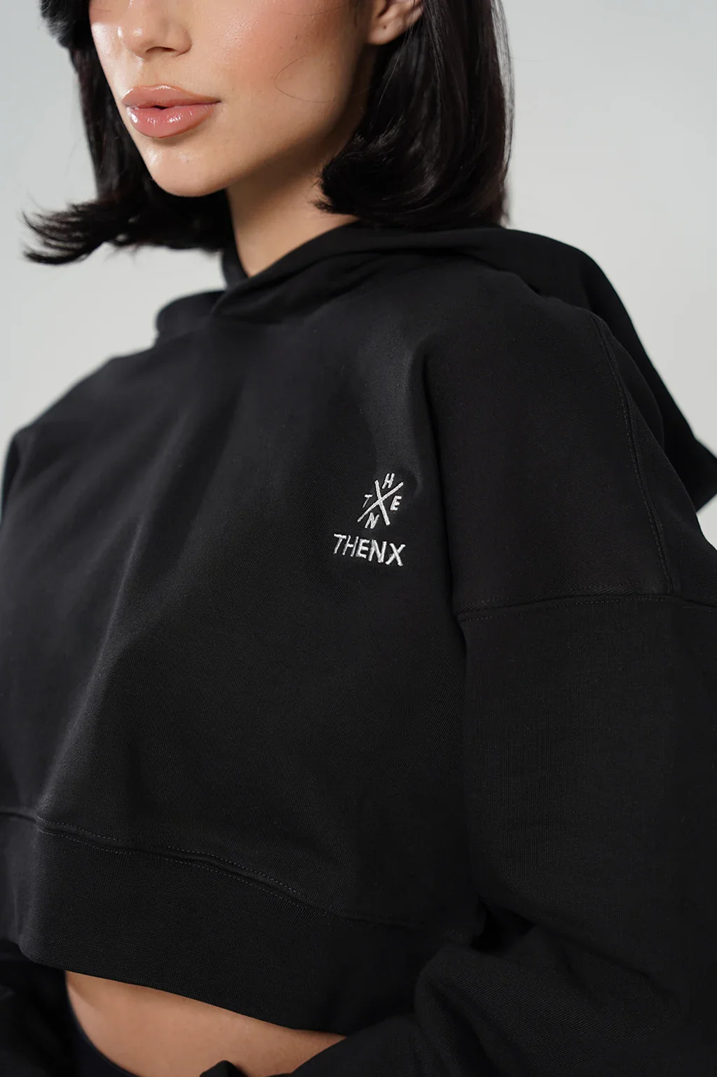 Thenx Women Cropped Hoodie - Black - Image 4